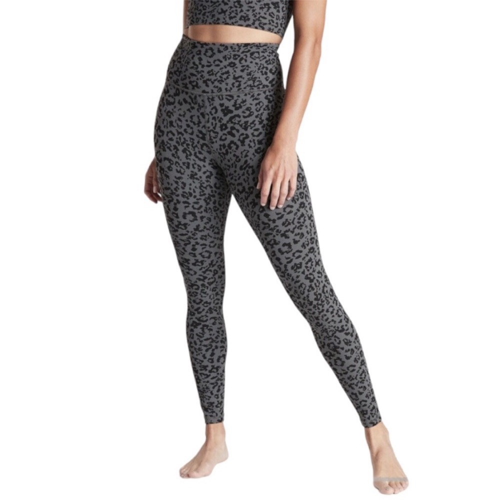 Grey/Black Leopard Print Elation Ultra High Rise Tights (Leggings) - Size M